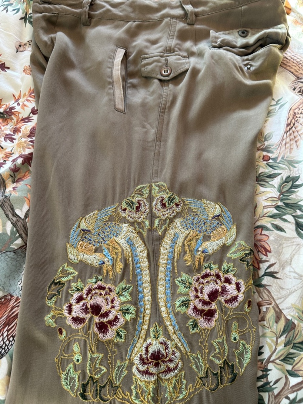 Da-Nang Cargo Pant Sz M w MEASUREMENTS Washable Silk Tan - Picture 9 of 14